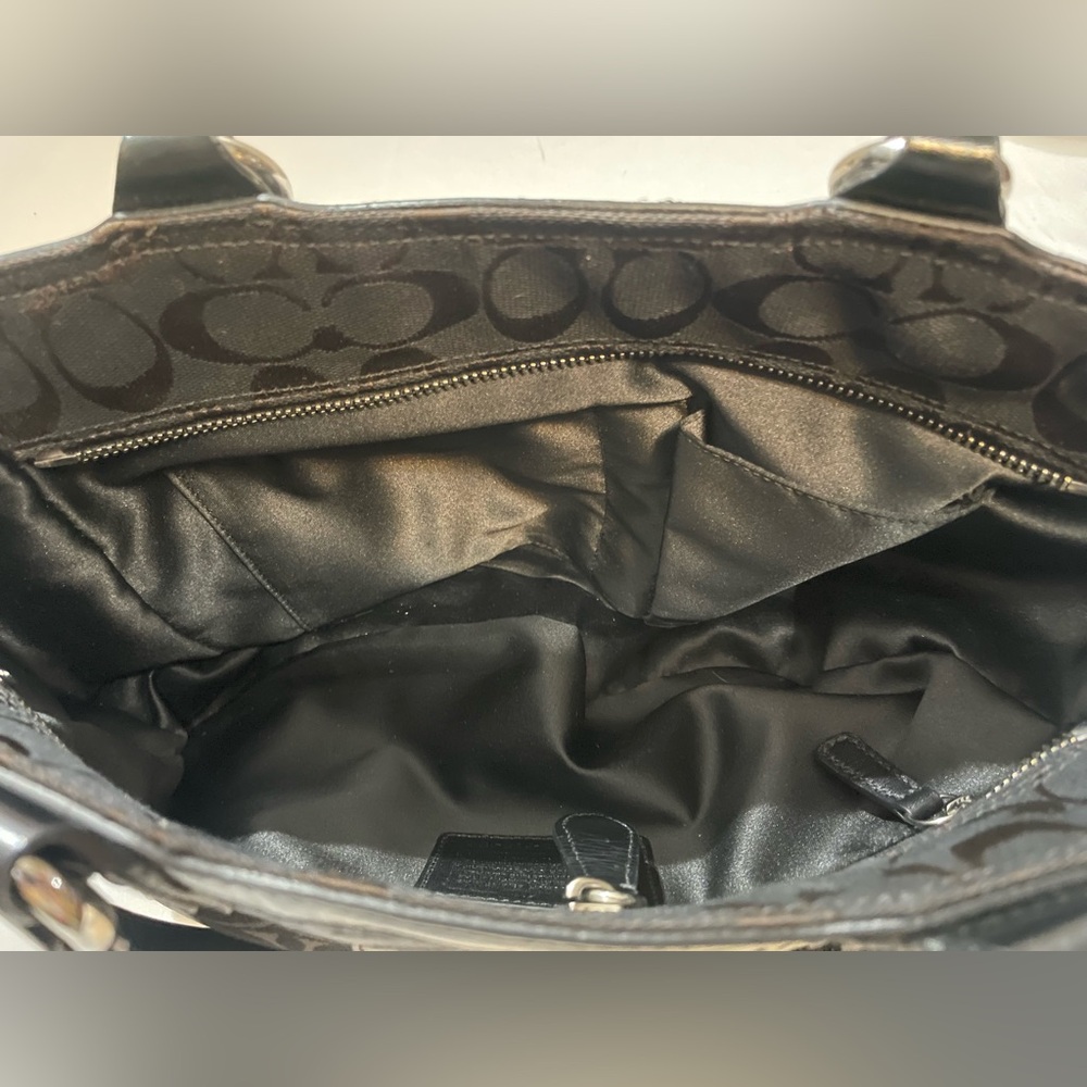 Coach Brown and Black Signature Patchwork Tote - Picture 4 of 7